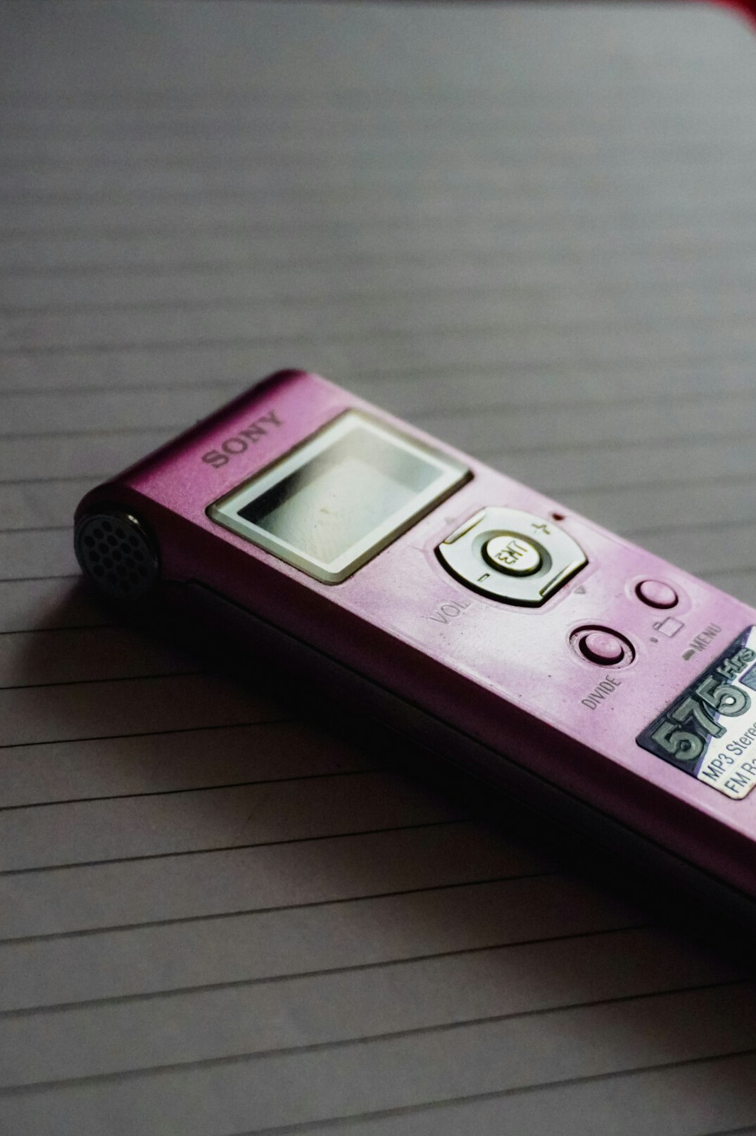 Audio recorder and notebook prepared for an interview